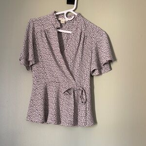 Monteau Black and White Patterned Blouse